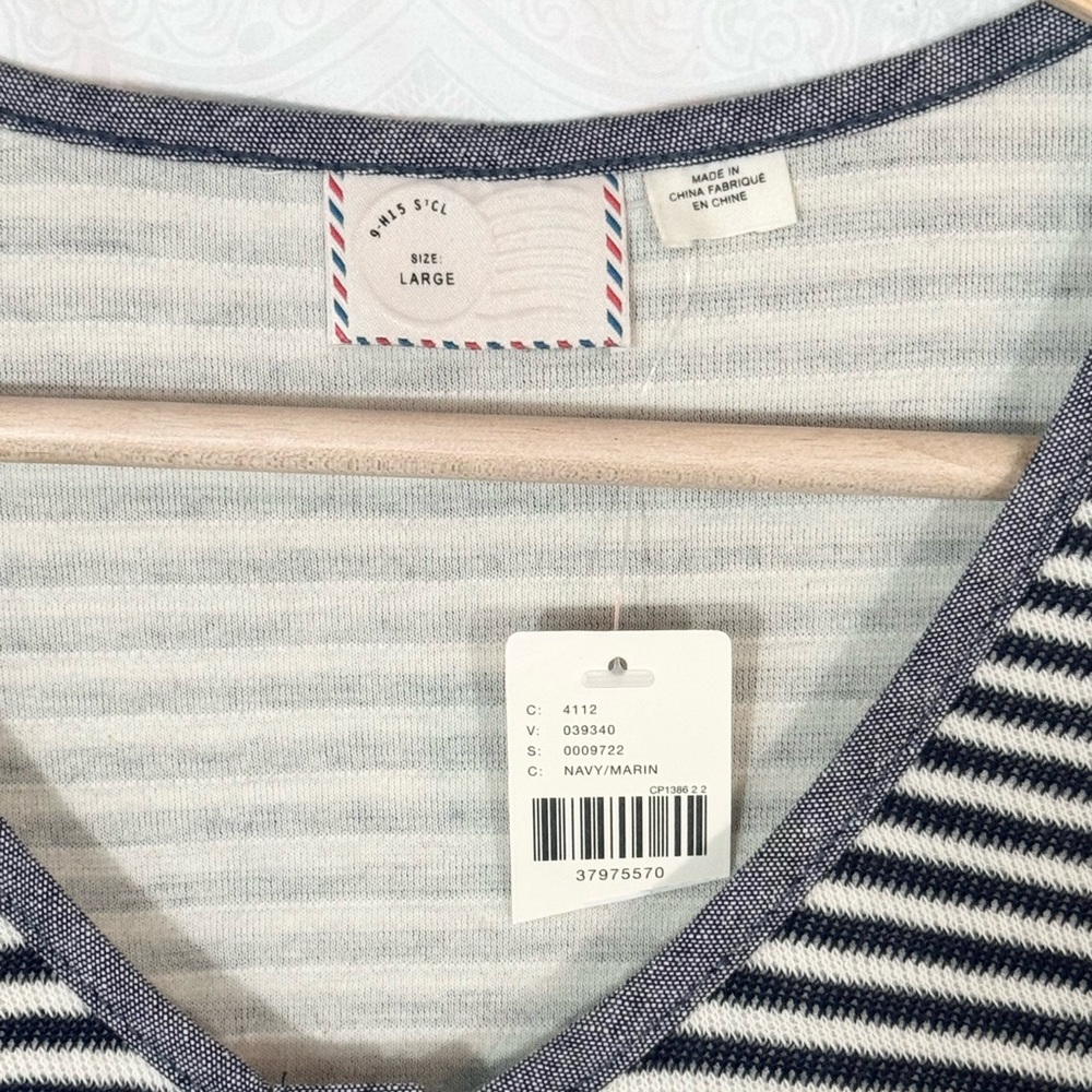 Anthropologie Postmark Stripe Side Slits Henley Midi Tunic/Dress Large - Picture 7 of 10